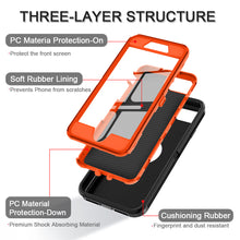 Load image into Gallery viewer, Petocase for iPhone SE 2022/2020 Case,Built-in Screen Protector Shockproof Dust/Drop Proof 3 in 1 Full Body Rugged Heavy Duty Durable Cover,Black/Orange