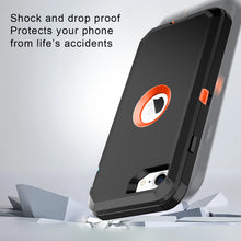 Load image into Gallery viewer, Petocase for iPhone SE 2022/2020 Case,Built-in Screen Protector Shockproof Dust/Drop Proof 3 in 1 Full Body Rugged Heavy Duty Durable Cover,Black/Orange