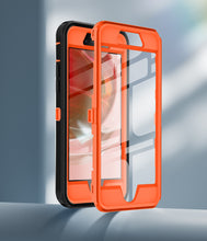 Load image into Gallery viewer, Petocase for iPhone SE 2022/2020 Case,Built-in Screen Protector Shockproof Dust/Drop Proof 3 in 1 Full Body Rugged Heavy Duty Durable Cover,Black/Orange