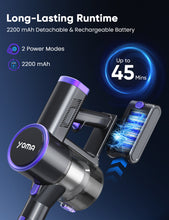 Load image into Gallery viewer, Cordless Vacuum Cleaner,YOMA 6-in-1 Rechargeable Stick Vacuum, Up to 45mins Runtime, Lightweight 2200mAh Battery Handheld Vacuum, Powerful Vacuum Cleaner for Home Hard Floor Pet Hair Purple