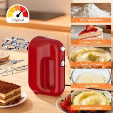 Load image into Gallery viewer, Wnkim Electric Hand Mixer,5-Speed with Stainless Steel Beaters & Dough Hooks