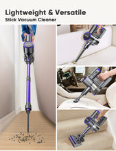 Load image into Gallery viewer, Cordless Vacuum Cleaner,YOMA 6-in-1 Rechargeable Stick Vacuum, Up to 45mins Runtime, Lightweight 2200mAh Battery Handheld Vacuum, Powerful Vacuum Cleaner for Home Hard Floor Pet Hair Purple
