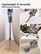 Load image into Gallery viewer, Cordless Vacuum Cleaner,YOMA 6-in-1 Rechargeable Stick Vacuum, Up to 45mins Runtime, Lightweight 2200mAh Battery Handheld Vacuum, Powerful Vacuum Cleaner for Home Hard Floor Pet Hair Purple