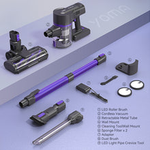 Load image into Gallery viewer, YOMA S100 Cordless Vacuum Cleaner, 350W Powerful Cordless Stick Vacuum, 7 Cell 2500mAh Battery Stick Vacuum Cordless Rechargeable, 6-in-1 Multifunction Lightweight Vacuum Cleaner for Home, Purple