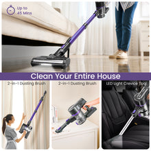 Load image into Gallery viewer, YOMA S100 Cordless Vacuum Cleaner, 350W Powerful Cordless Stick Vacuum, 7 Cell 2500mAh Battery Stick Vacuum Cordless Rechargeable, 6-in-1 Multifunction Lightweight Vacuum Cleaner for Home, Purple