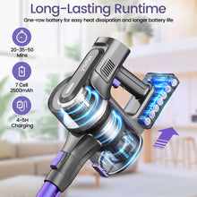 Load image into Gallery viewer, YOMA S100 Cordless Vacuum Cleaner, 350W Powerful Cordless Stick Vacuum, 7 Cell 2500mAh Battery Stick Vacuum Cordless Rechargeable, 6-in-1 Multifunction Lightweight Vacuum Cleaner for Home, Purple