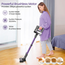 Load image into Gallery viewer, YOMA S100 Cordless Vacuum Cleaner, 350W Powerful Cordless Stick Vacuum, 7 Cell 2500mAh Battery Stick Vacuum Cordless Rechargeable, 6-in-1 Multifunction Lightweight Vacuum Cleaner for Home, Purple