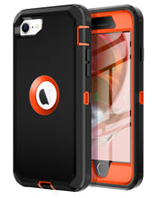 Load image into Gallery viewer, Petocase for iPhone SE 2022/2020 Case,Built-in Screen Protector Shockproof Dust/Drop Proof 3 in 1 Full Body Rugged Heavy Duty Durable Cover,Black/Orange
