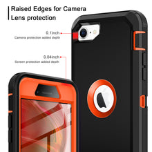 Load image into Gallery viewer, Petocase for iPhone SE 2022/2020 Case,Built-in Screen Protector Shockproof Dust/Drop Proof 3 in 1 Full Body Rugged Heavy Duty Durable Cover,Black/Orange
