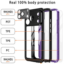 Load image into Gallery viewer, Casetego For iPhone 17 Pro Max Case,IP68 Waterproof 16FT Underwater Military Dustproof Shockproof Rugged with Built-in Screen Protector Full Protect Phone Cover with Lanyard,Purple
