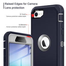 Load image into Gallery viewer, Petocase for iPhone SE 2022/2020 Case,with Built-in Screen Protector Shockproof Dust/Drop Proof Full Body Rugged Heavy Duty Durable Phone Cover for Apple iPhone SE 3rd/2nd Gen 4.7,Blue/Grey
