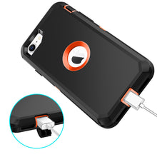 Load image into Gallery viewer, Petocase for iPhone SE 2022/2020 Case,Built-in Screen Protector Shockproof Dust/Drop Proof 3 in 1 Full Body Rugged Heavy Duty Durable Cover,Black/Orange
