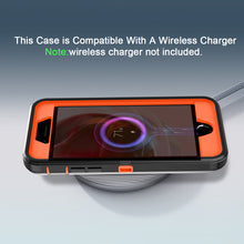 Load image into Gallery viewer, Petocase for iPhone SE 2022/2020 Case,Built-in Screen Protector Shockproof Dust/Drop Proof 3 in 1 Full Body Rugged Heavy Duty Durable Cover,Black/Orange
