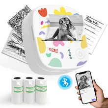 Load image into Gallery viewer, TOLENFUL Mini Thermal Printer,Portable Bluetooth Inkless Sticker Maker for Notes Kids Gift,with 4 Rolls Paper
