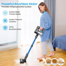 Load image into Gallery viewer, YOMATECH Cordless Vacuum Cleaner, 45Kpa/450W Powerful Stick Vacuum, 6 in 1 Lightweight Vacuum Cleaners for Home Hardfloor Carpet Pet Hair
