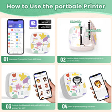 Load image into Gallery viewer, TOLENFUL Mini Thermal Printer,Portable Bluetooth Inkless Sticker Maker for Notes Kids Gift,with 4 Rolls Paper
