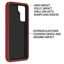 Load image into Gallery viewer, Petocase for Galaxy S21 5G Case Shockproof Dust/Drop Proof 3-Layer Protection [without Screen Protector] Rugged Heavy Duty Cover Case for Samsung Galaxy S21 5G 6.2 2021,Red/Black
