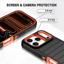 Load image into Gallery viewer, Petocase Case for iPhone 18 Pro (2026) / iPhone 17 Pro Case (2025),Shockproof Rugged Protection [No Screen Protector] Heavy Duty Dust/Drop Proof 3-Layer Durable Cover for 6.3'' Case,Black/Orange

