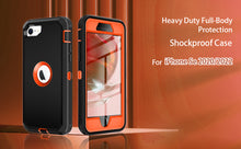 Load image into Gallery viewer, Petocase for iPhone SE 2022/2020 Case,Built-in Screen Protector Shockproof Dust/Drop Proof 3 in 1 Full Body Rugged Heavy Duty Durable Cover,Black/Orange
