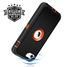 Load image into Gallery viewer, Petocase for iPhone SE 2022/2020 Case,Built-in Screen Protector Shockproof Dust/Drop Proof 3 in 1 Full Body Rugged Heavy Duty Durable Cover,Black/Orange
