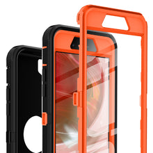 Load image into Gallery viewer, Petocase for iPhone SE 2022/2020 Case,Built-in Screen Protector Shockproof Dust/Drop Proof 3 in 1 Full Body Rugged Heavy Duty Durable Cover,Black/Orange

