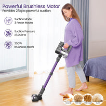 Load image into Gallery viewer, YOMA S100 Cordless Vacuum Cleaner, 350W Powerful Cordless Stick Vacuum, 7 Cell 2500mAh Battery Stick Vacuum Cordless Rechargeable, 6-in-1 Multifunction Lightweight Vacuum Cleaner for Home, Purple
